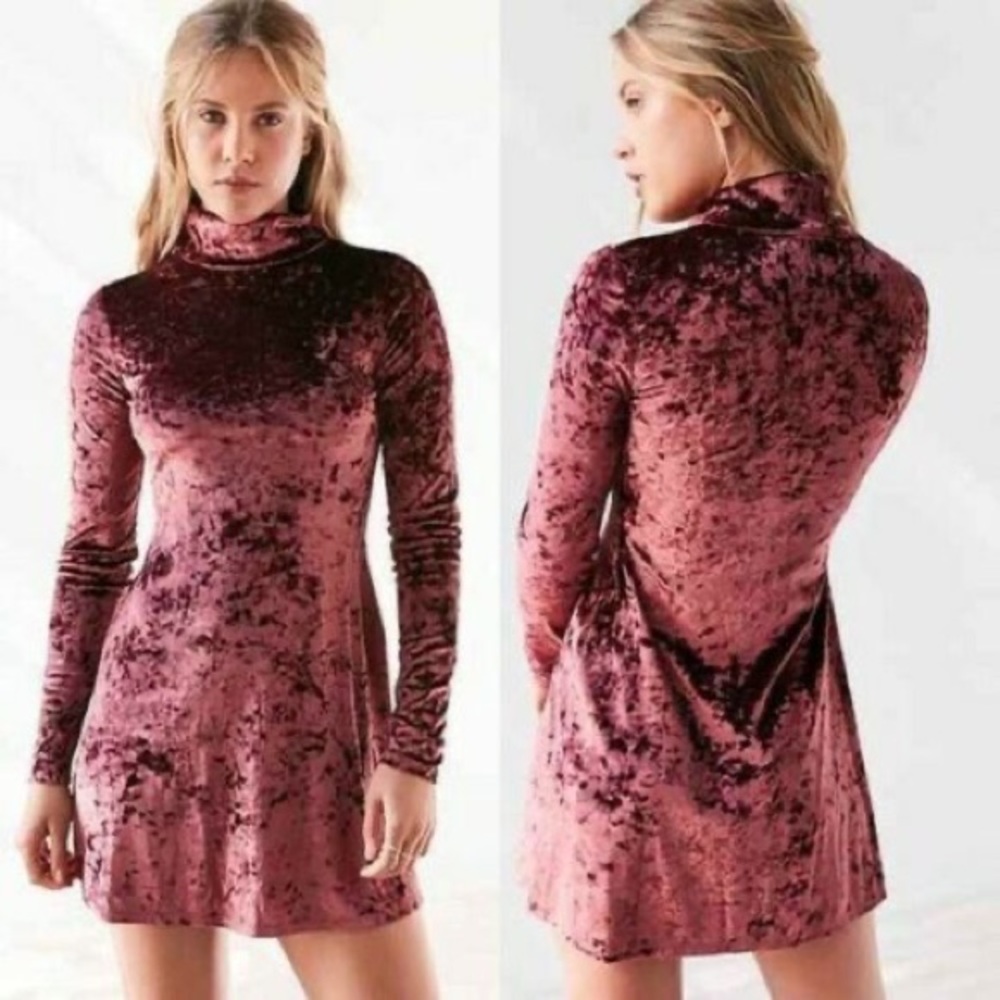 Maroon Velvet Mockneck Skater Dress
